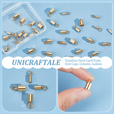 Unicraftale 32Pcs 4 Style 201 Stainless Steel Cord Ends STAS-UN0053-15G-1