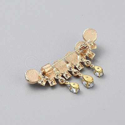 Tassel Flower Alloy Crystal Rhinestone Brooch JEWB-WH0021-67G-1