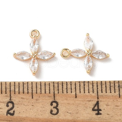 Real 18K Gold Plated Brass Cubic Zirconia Charms KK-R037-157G-1