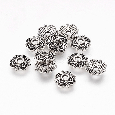 4-Petal Tibetan Style Alloy Flower Bead Caps LS-TIBE-S222-AS-NR-1