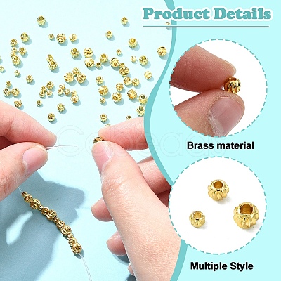 90Pcs 3 Style Brass Spacer Beads KK-YW0002-75G-1