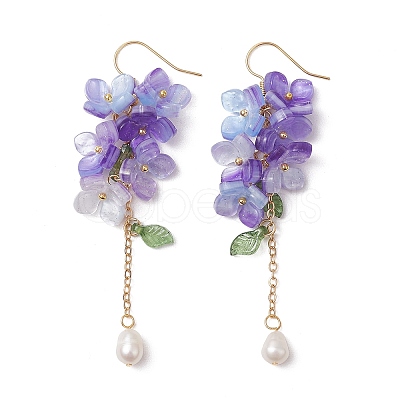Shell Pearl Dangle Earrings EJEW-TA00617-01-1