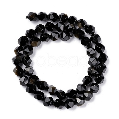 Natural Golden Sheen Obsidian Beads Strands G-C229-01B-1