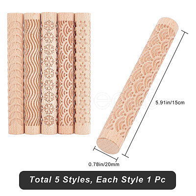 5Pcs 5 Style Wooden Rolling Pin DIY-GF0004-95-1