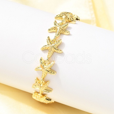 Summer Beach Brass Starfish Link Chain Bracelets BJEW-C118-04G-1
