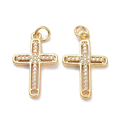 Brass Micro Pave Clear Cubic Zirconia Pendants LS-ZIRC-L100-111G-1