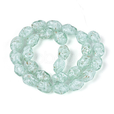 Handmade Lampwork & Glitter Powder Beads Strands LAMP-T023-29E-1