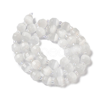 White Cat Eye Beads Strands G-Q169-F10-01-1