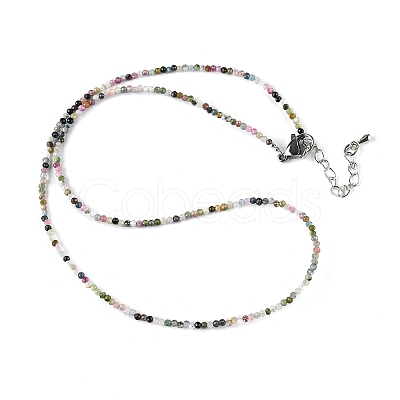 Natural Multicolor Tourmaline Beaded Necklaces NJEW-JN02492-08-1