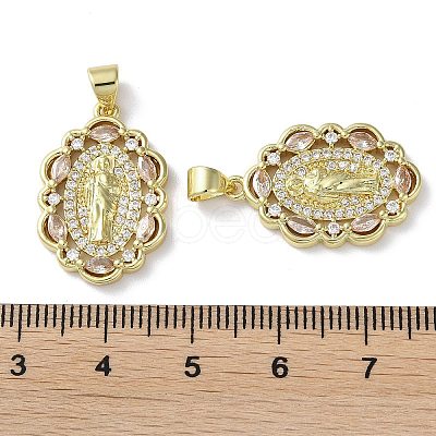 Rack Plating Brass Cubic Zirconia Pendants KK-M272-04G-1