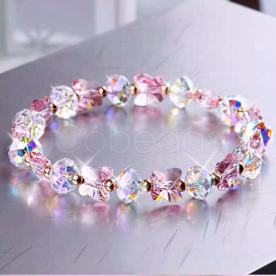Glass Beaded Stretch Bracelets WGF21B9-08-1