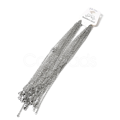 12Pcs 2.8MM 304 Stainless Steel Textured Cable Chain Necklaces for Men Women NJEW-H093-18P-01-1