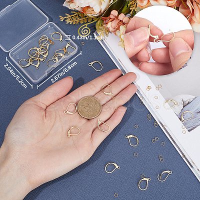 CREATCABIN 40Pcs 2 Styles Brass Leverback Earring Findings DIY-CN0002-85G-1