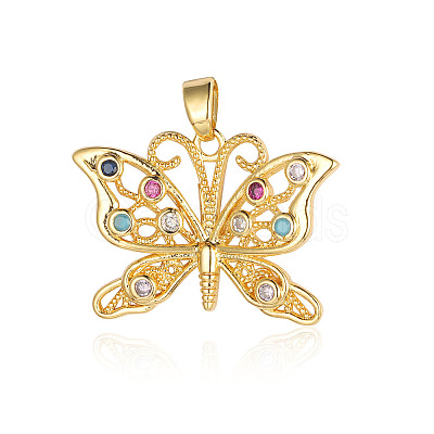 Brass Micro Pave Colorful Cubic Zirconia Pendants ZIRC-OY011-01G-1