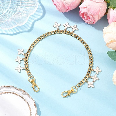 Alloy Enamel Flower Charm 304 Stainless Steel Cuban Link Chain Bag Decorative Chains FIND-JF00160-01-1