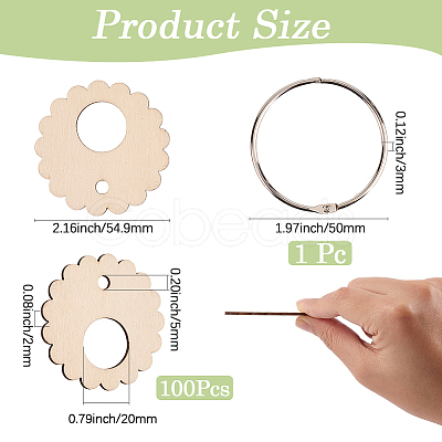 Flower Shape Wood Floss Bobbin AJEW-GF0011-05-1