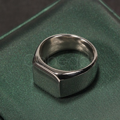 Square 304 Stainless Steel Finger Rings WGB1DFB-18-1