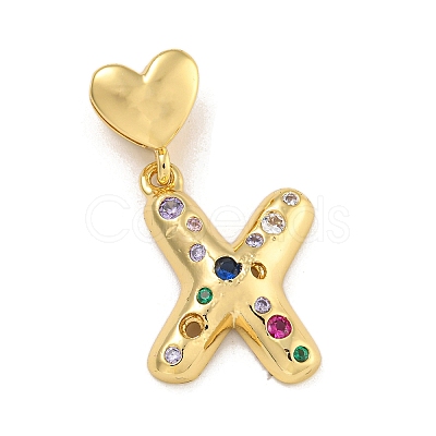 Brass Micro Pave Colorful Cubic Zirconia Pendants KK-P281-01G-X-1