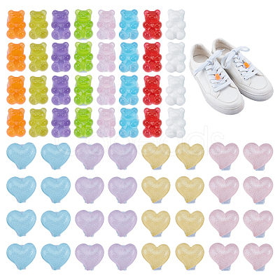 64Pcs Plastic & Resin Shoe Buckle Clips HJEW-ME00038-1