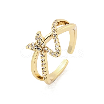 Brass Micro Pave Cubic Zirconia Cuff Rings RJEW-I103-070G-1