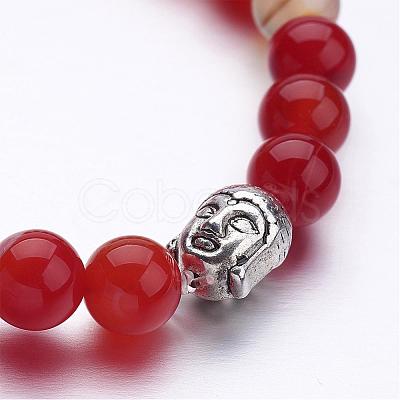 Natural Agate Beaded Stretch Bracelets BJEW-JB02584-1
