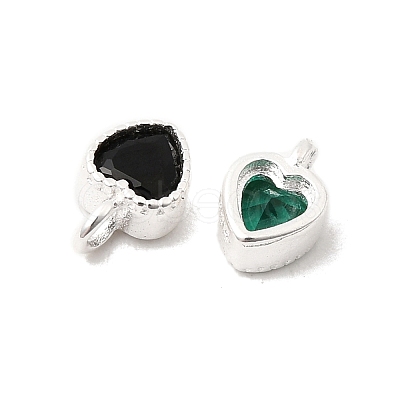 925 Sterling Silver Micro Pave Cubic Zirconia Heart Charms STER-K188-08S-1