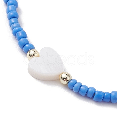 5Pcs 5 Colors Natural Shell Heart & Seed Braided Bead Bracelets Set BJEW-JB10039-01-1