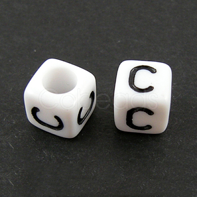 Letter Acrylic European Large Hole Beads OPDL-R050-10mm-C-1
