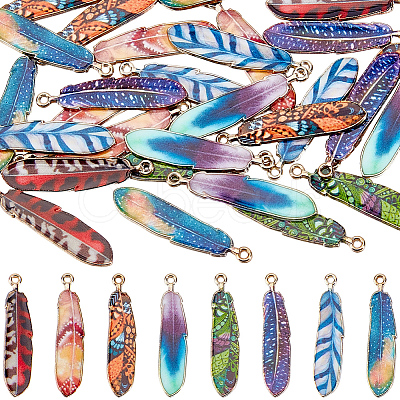 32Pcs 8 Colors Alloy Enamel Pendants FIND-GF0008-98-1