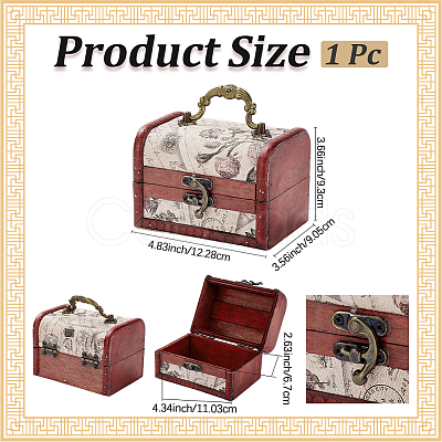 CutHollow 1Pc Vintage Wooden Jewelry Box AJEW-CL0001-12C-1
