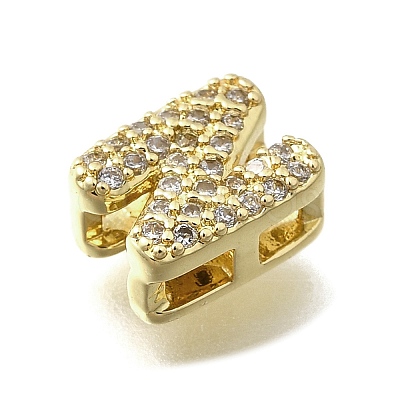 Brass Micro Pave Cubic Zirconia Letter Multi-Strand Links LS-KK-D295-32G-14-1