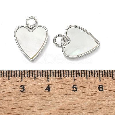 Natural Shell Pendants Brass Heart Charms KK-D229-17P-1