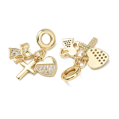 Ocean Brass Micro Pave Clear Cubic Zirconia European Dangle Charms KK-H278-03G-03-1