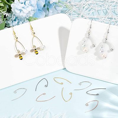 80Pcs 4 Colors Brass Earring Hooks KK-FH0004-45-1