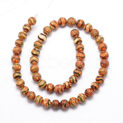 Tibetan Style Wave Pattern dZi Beads G-K166-02-8mm-L1-08-1