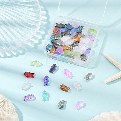 50Pcs 5 Colors Transparent Spray Painted Glass Beads GLAA-FP0001-41-1