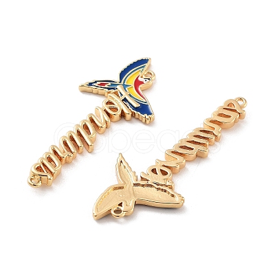 Rack Plating Brass Colorful Enamel Parrot Honduras Links Connector Charms KK-C063-06G-1