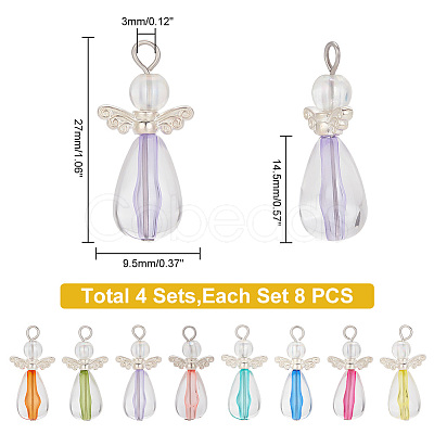 4Sets Transparent Acrylic Pendants FIND-PH0009-57-1