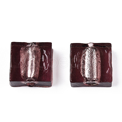 Handmade Silver Foil Lampwork Beads FOIL-S006-12x12mm-05-1