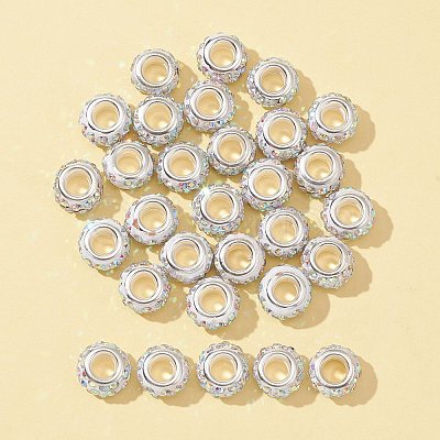 30Pcs Polymer Clay Rhinestone European Beads CPDL-FS0001-01-1