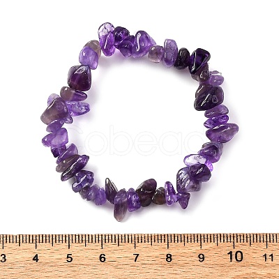 Unisex Chip Natural Amethyst Beaded Stretch Bracelets BJEW-S143-13-1