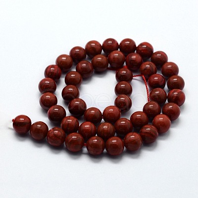 Natural Red Jasper Beads Strands G-I199-25-10mm-1