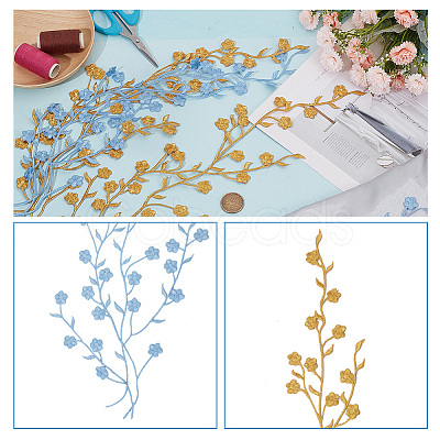 4Pcs 2 Colors Plum Blosssom Cotton Computerized Embroidery Iron on Patches PATC-GO0001-02-1