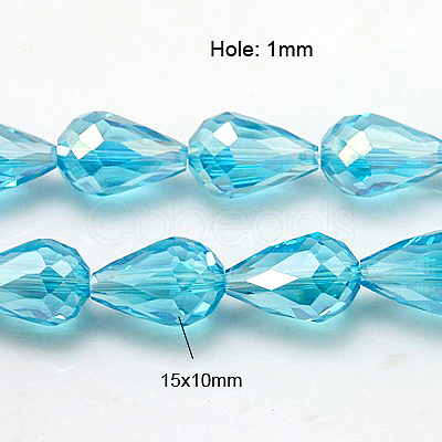Electroplate Glass Faceted teardrop X-EGLA-D015-15x10mm-22-1