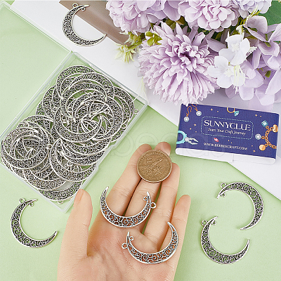 50Pcs Tibetan Style Alloy 2-Loop Connector Charms TIBE-SC0009-30-1