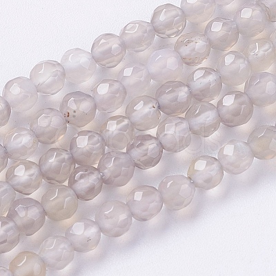 Natural Grey Agate Beads Strands X-G-G580-4mm-08-1