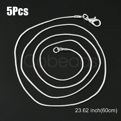 Brass Round Snake Chain Necklace with Lobster Claw Clasps MAK-YW0001-14E-1