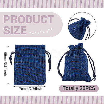20Pcs Rectangle Polyester Imitation Burlap Packing Pouches Drawstring Bags ABAG-TA0001-95C-1