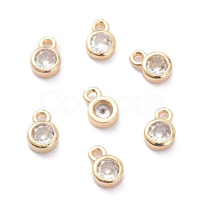 Brass Micro Pave Clear Cubic Zirconia Charms Pendants ZIRC-K086-23LG-1