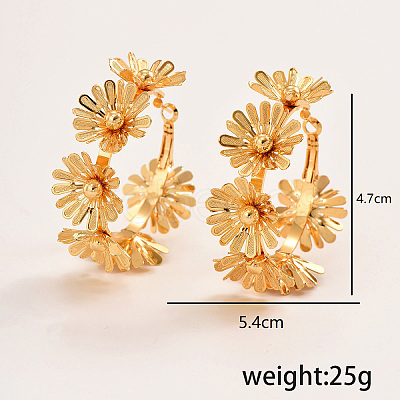 Luxurious Brass Flower Hoop Earrings NZ6033-1